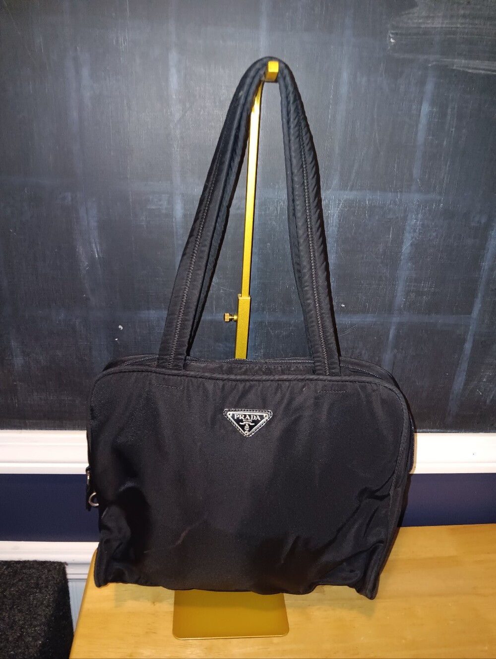 Prada Nylon Triangle Logo Shoulder Bag